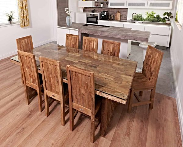 dining table set from reclaimed teak wood