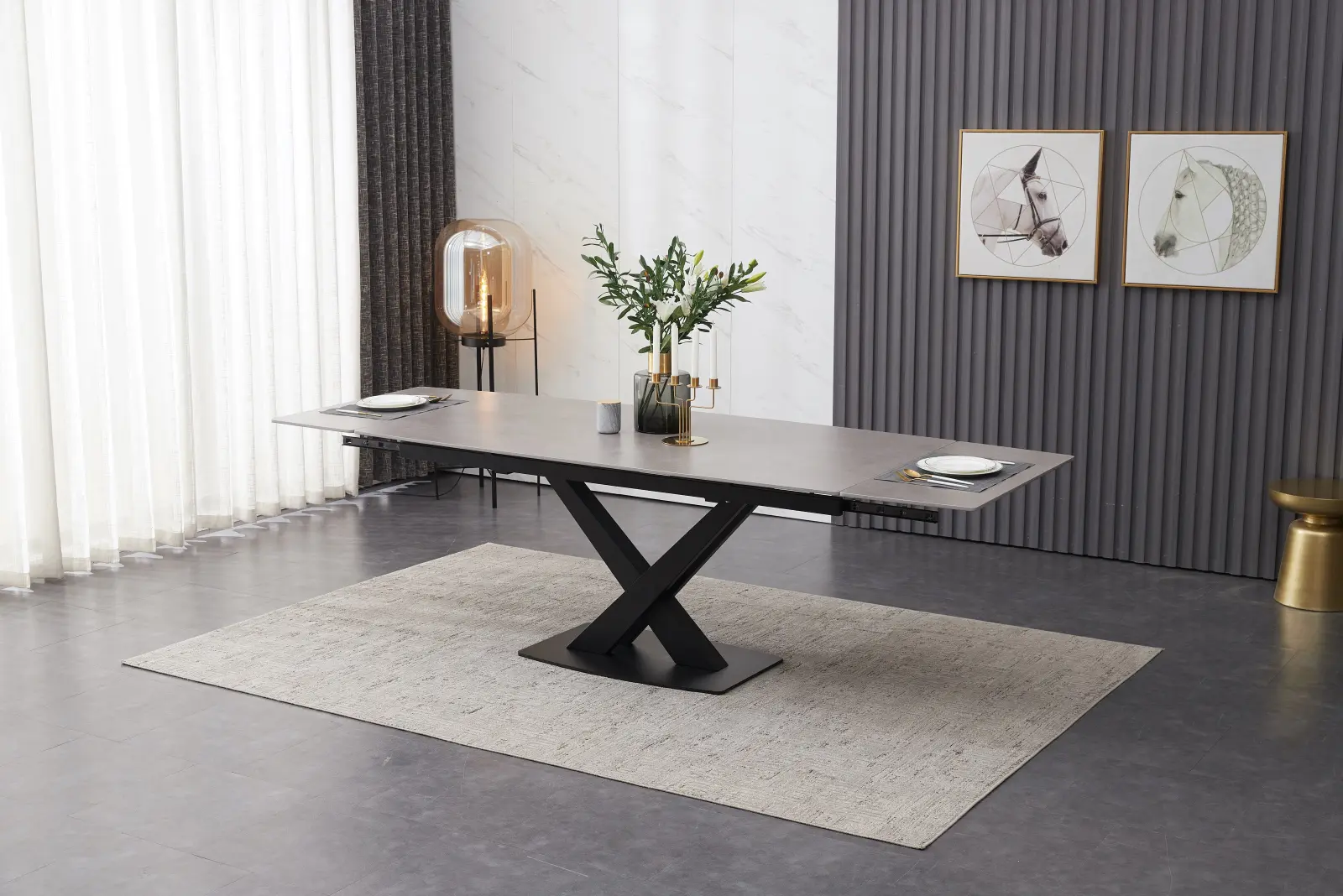 ceramic extending dining table grey 180-250cm - Tables & Chairs - Teak