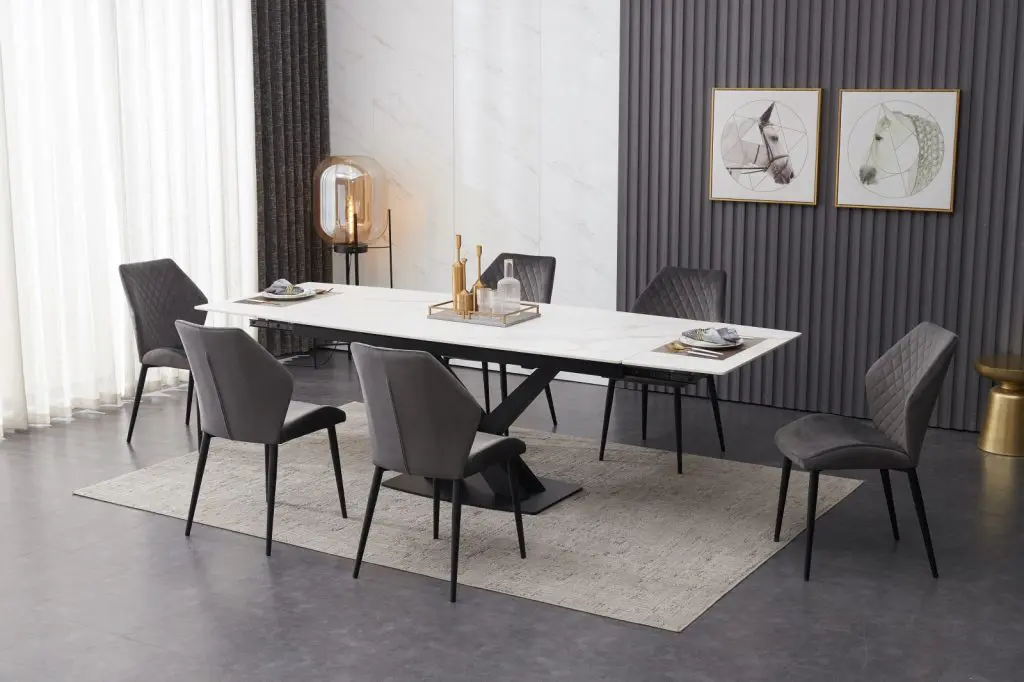 Ceramic Extending Dining Table White calacatta Tables and Chairs