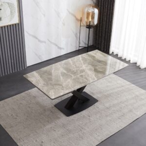 Ceramic Extending Table – Grey & White Gloss