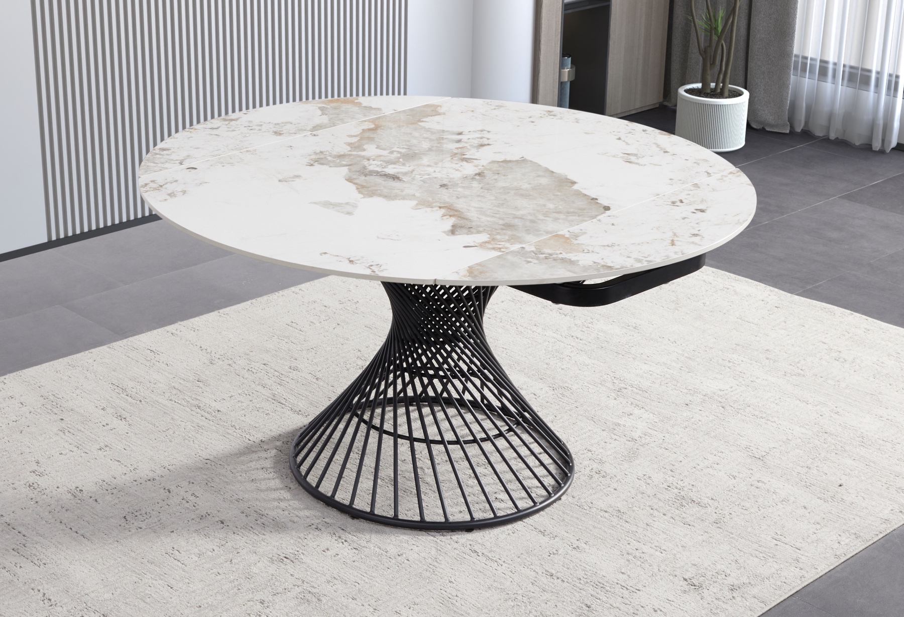 Copper top deals round dining table