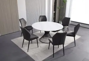 ceramic round dining table with chairs